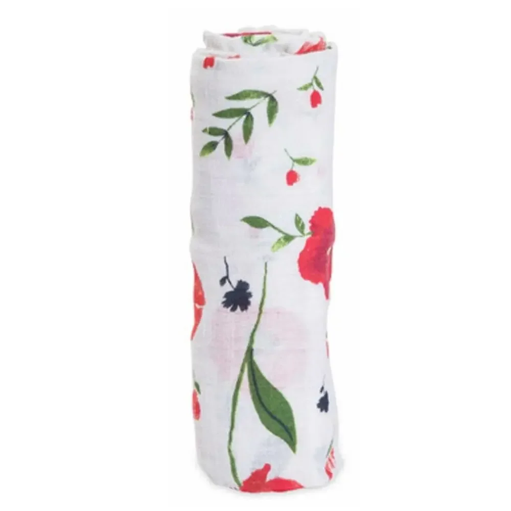 little unicorn Cotton Muslin Swaddle in SUMMER POPPY